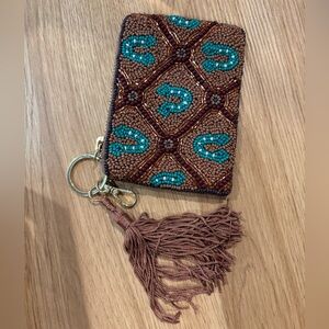 Anthropologie Beaded Coin Purse in the Lucky Icons Horseshoe design